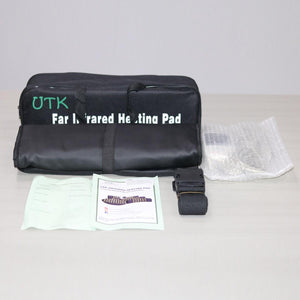 UTK Technology far infrared heating pad with carrying case, instruction manual, warranty card, and power controller