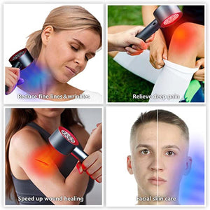 UTK Technology red light therapy device used on face knee and arm for skin care and pain relief