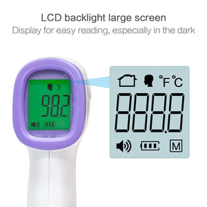 UTK Technology infrared thermometer with backlit LCD screen showing temperature reading