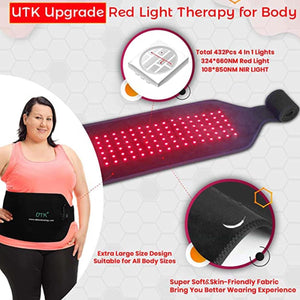 UTK Technology red light therapy belt with 432 total lights featuring red and near infrared wavelengths