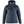 FjallRaven navy blue hooded down jacket with front zipper and logo patch