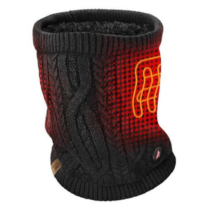 ActionHeat black cable knit neck gaiter with red heat zone graphic