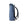 Side view of a blue roll top backpack with black straps