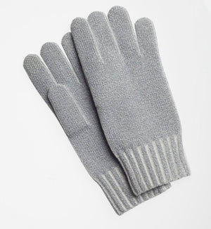 Pair of grey Fibreheat knit gloves with ribbed cuffs