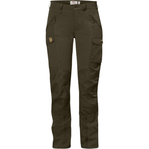 Fjallraven dark olive green trekking trousers with side pockets and reinforced knees