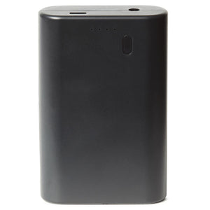 Venture Heat black rectangular portable power bank with indicator lights and power button