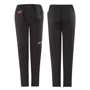 Front and back view of black Venture Heat heated pants