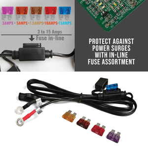 Venture Heat in-line fuse assortment with various amperage blades and wiring harness