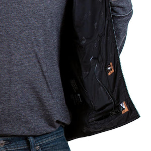 Interior of Venture Heat jacket showing battery pocket and power cable