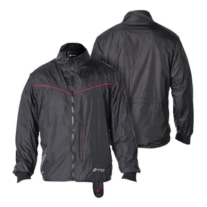 Venture Heat black heated jacket showing front and back views