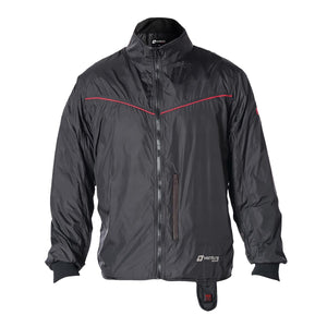 Venture Heat black heated jacket with red piping and front zipper