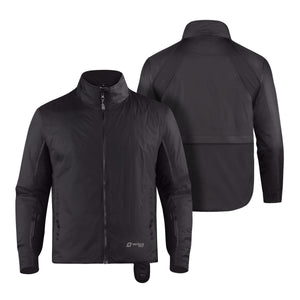 Venture Heat black heated jacket showing front and back views