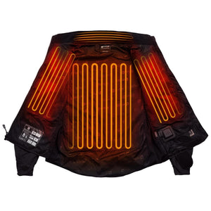 Venture Heat heated jacket interior showing heating element zones on back and chest