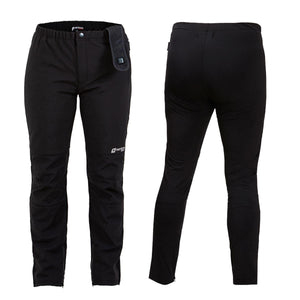 Front and back view of black Venture Heat heated pants
