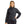 Woman wearing a black Venture Heat heated jacket with a high collar and front zipper