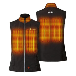 Venture Heat black heated vest showing front and back heating elements