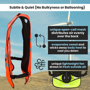 Venture Heat cooling vest showing mesh airflow and fan placement
