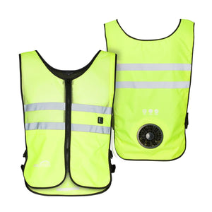 Venture Heat high visibility neon yellow cooling vest with integrated fan and reflective strips