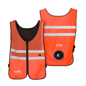 Venture Heat Coolspring orange high visibility cooling vest with integrated fan