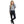 Woman wearing Venture Heat black heated pants and grey long sleeve shirt