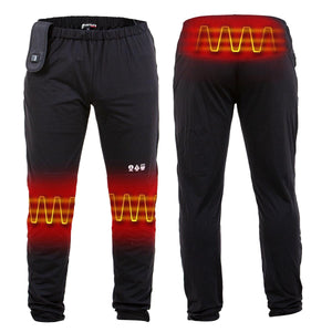 Venture Heat black heated pants showing front and back heating elements