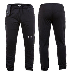 Venture Heat black heated base layer pants shown from front and back views