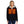 Woman wearing a black Venture Heat zip up hoodie with visible glowing heating elements on the chest