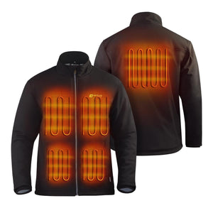 Venture Heat black heated jacket showing front and back heating elements