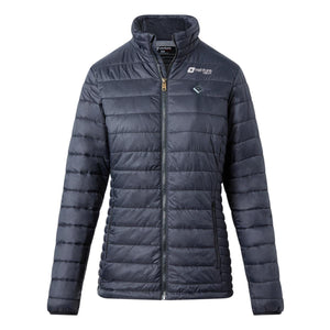 Venture Heat women's black quilted heated jacket with front zipper and high collar