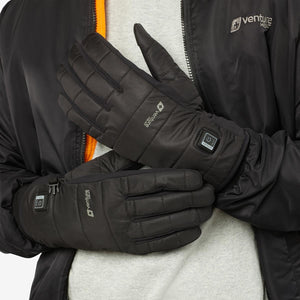 Venture Heat black heated gloves with power button on wrist