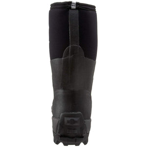 Back view of a black Muck rubber boot