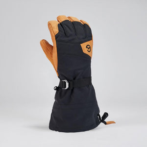 Gordini black and tan winter gauntlet glove with wrist strap