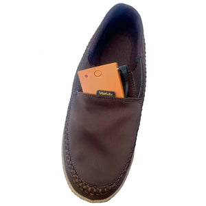 Brown Volt heated slipper with orange battery pack inserted