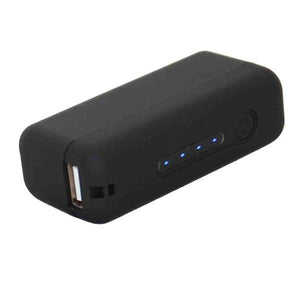 Volt Heat black portable power bank with four blue LED battery indicator lights