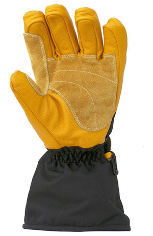 Volt Heat yellow leather work glove with suede palm patch and black gauntlet cuff