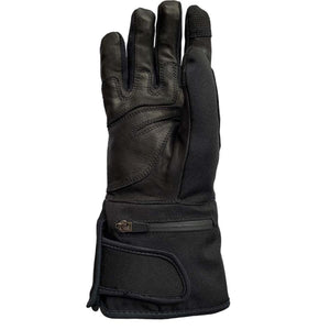 Volt Heat black leather and fabric glove with zippered battery pocket and adjustable wrist strap