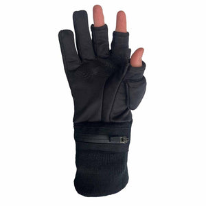 Volt Heat black fingerless glove with zippered wrist pocket