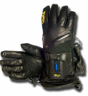 Volt heated black leather gloves with battery indicator light