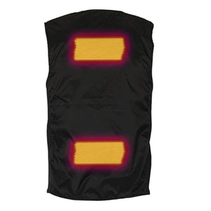 Volt Heat black vest showing two glowing orange heating elements on the back