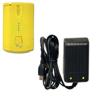 Volt Heat yellow rechargeable battery pack with black wall charger and cable