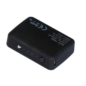 Black VB560 power bank with 6000mAh capacity and four LED indicator lights