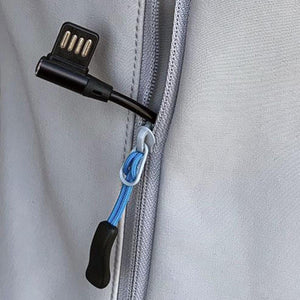 Volt Heat jacket battery charging cable inside pocket