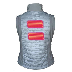 Volt Heat grey quilted vest showing back heating element placement