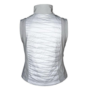 Back view of a grey Volt Heat quilted vest with a high collar