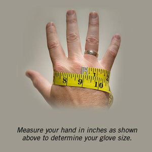Hand being measured with a yellow tape measure to determine glove size