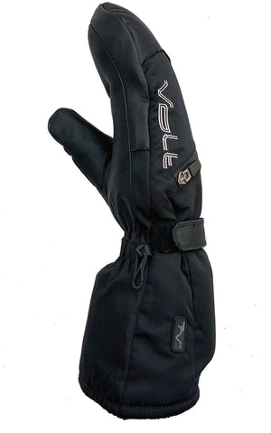 Volt black heated mitten with adjustable wrist strap and zipper pocket