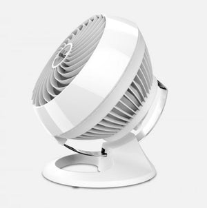 White Vornado air circulator fan on a circular base