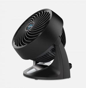 Black Vornado air circulator fan on a stand