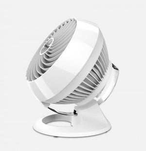 White Vornado air circulator fan on a circular base