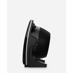 Side view of a black Vornado air circulator fan